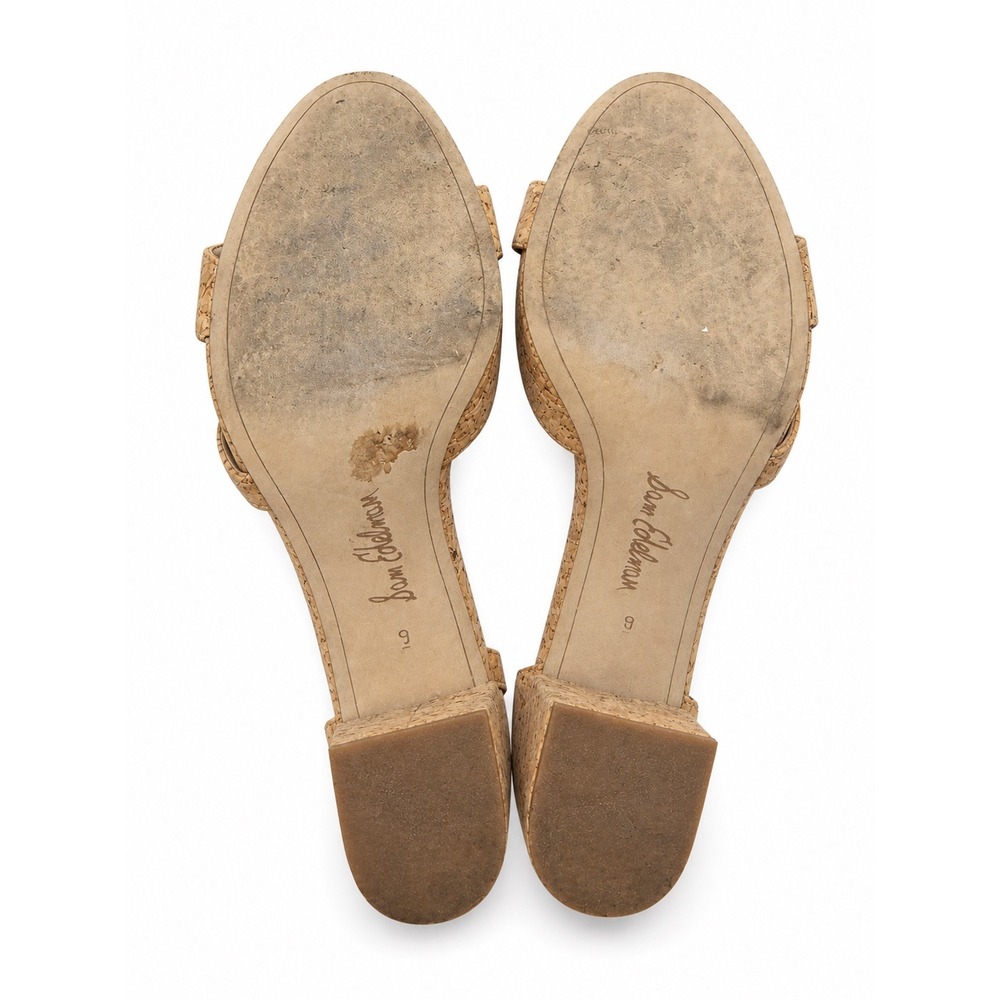 Sam Edelman Cork Block Heel Sandals Womens 9 Tan Ankle Strap Open Toe - Picture 4 of 4